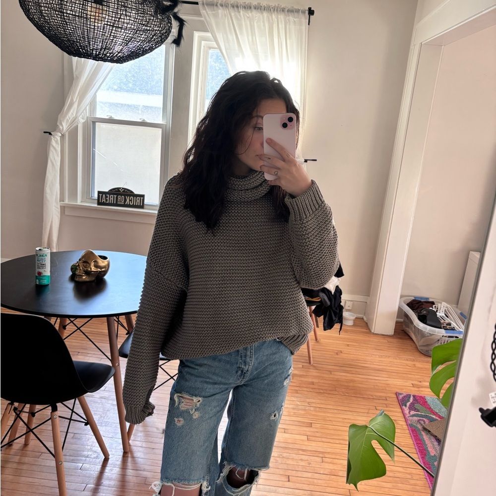 Cozy Gray Turtleneck Sweater